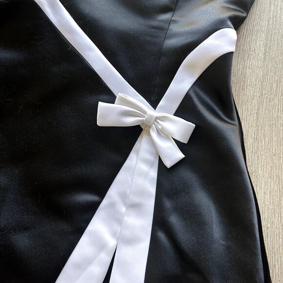 Gunne Sax Jessica McClintock Vintage 90s Y2K Black White Bow Formal Dress SZ 3/4 - Picture 3 of 10